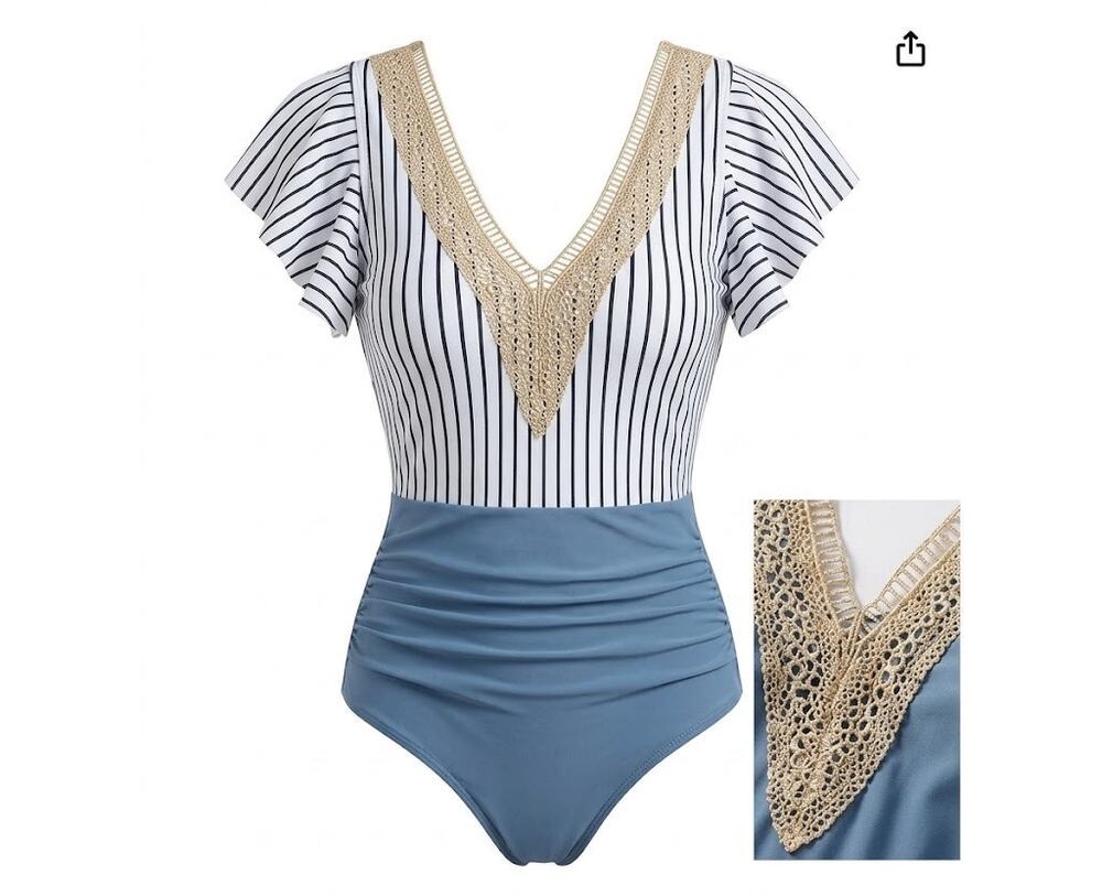 Blooming Jelly Womens Tummy Control Bathing Suits Slimming Ruffle Swimsuit S